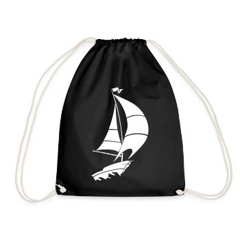 Silhouette minimaliste de voilier sur le lac - Sac de sport léger - noir - Devant