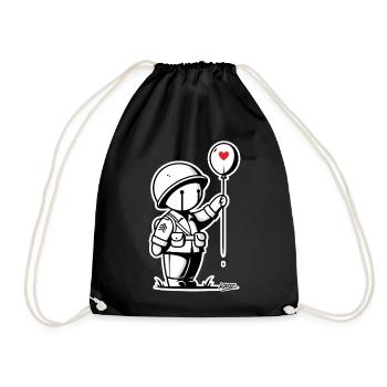 Loving Tiny Soldier Balloon - Drawstring Bag - black - Front