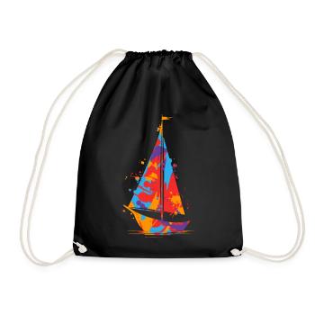 Sailing Colorful Sailboat Kids Men Sailors - Drawstring Bag - black - Front