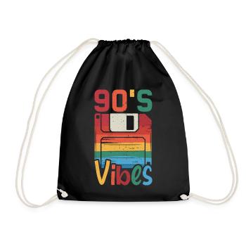 90s Vibes Cassette Retro - Drawstring Bag - black - Front