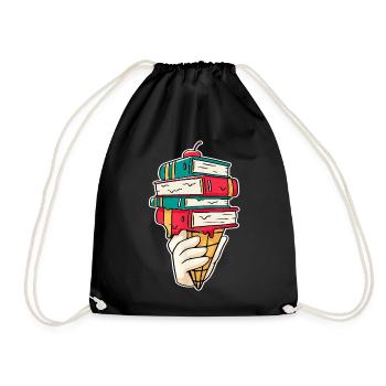 Books Cream Funny Book Lovers Summer Reading - Drawstring Bag - black - Front