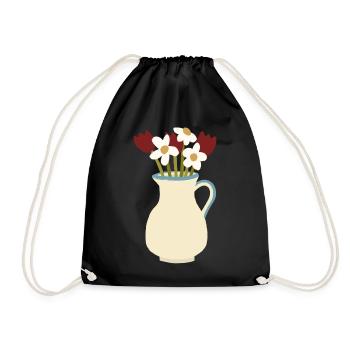 Ceramic Vase Bloom Duo - Drawstring Bag - black - Front