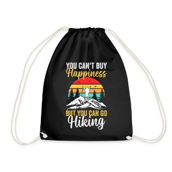 You can't buy happiness but you can go Hiking - Hi - Drawstring Bag - black - Front