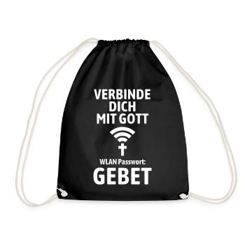 Verbinde dich mit Gott - Gebet WLAN - Turnbeutel - Schwarz - Vorne