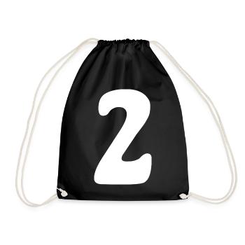 Two: Minimalist Numeral 2 | Second - Drawstring Bag - black - Front