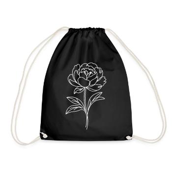 Peonies Line Study - Drawstring Bag - black - Front