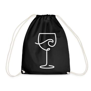 Wine glass for wine lovers and time-out - Drawstring Bag - black - Front