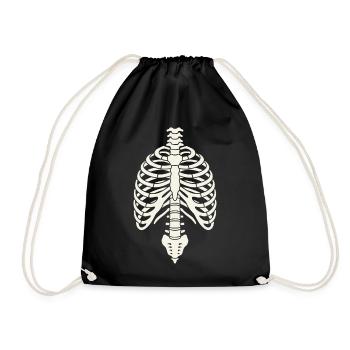 Anatomisches Skelett-Brustkorbdesign - Turnbeutel - Schwarz - Vorne