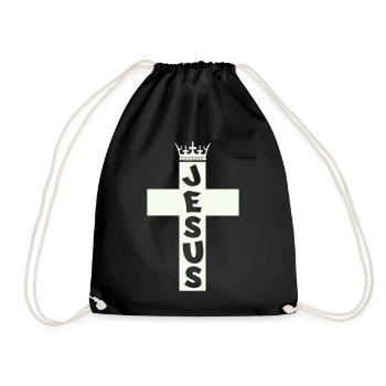 Jesus Kreuz Krone Grafik - Turnbeutel - Schwarz - Vorne