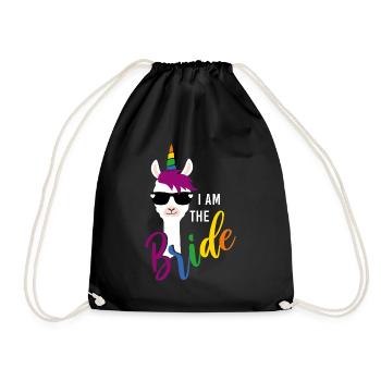 LGBTQ Bride Lama Einhorn Regenbogen JGA - Turnbeutel - Schwarz - Vorne