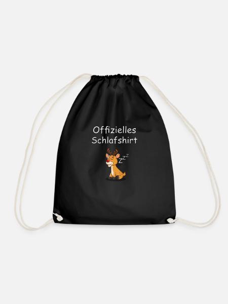Offizielles Schlafshirt mit einem Schlaf-Rentier - Turnbeutel - Schwarz