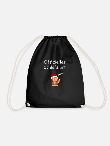 Offizielles Schlafshirt mit einem Schlaf-Affen - Turnbeutel - Schwarz