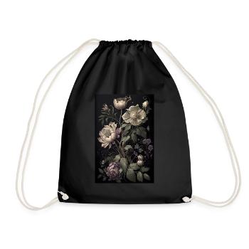 Flowers Painting Gift - Drawstring Bag - black - Front