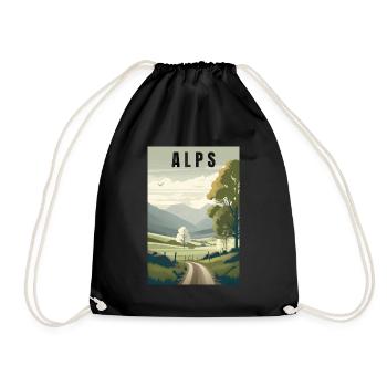 Alpine Nature minimalist gift - Drawstring Bag - black - Front