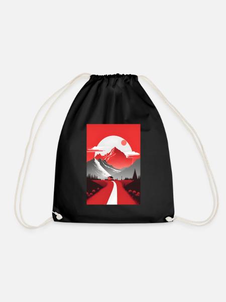 minimalistisch Natur Berge Geschenk - Turnbeutel - Schwarz