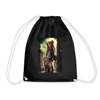 Anime Cat Fille Femme Cadeau - Sac de sport léger - noir - Devant