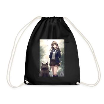 Anime Cat Femme Uniforme Cadeau - Sac de sport léger - noir - Devant