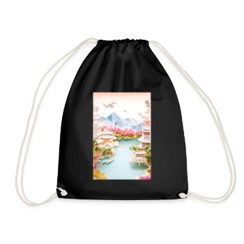 Paysage japonais Cadeau de montagne japonais - Sac de sport léger - noir - Devant