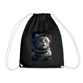 Cadeau d’astronaute chat - Sac de sport léger - noir - Devant