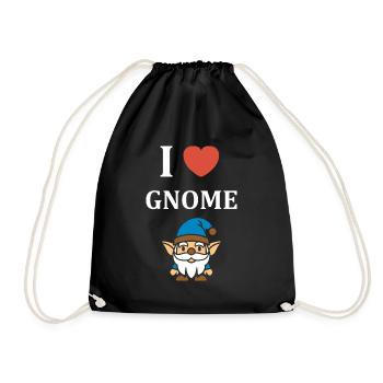 Ich liebe Gnome - Turnbeutel - Schwarz - Vorne