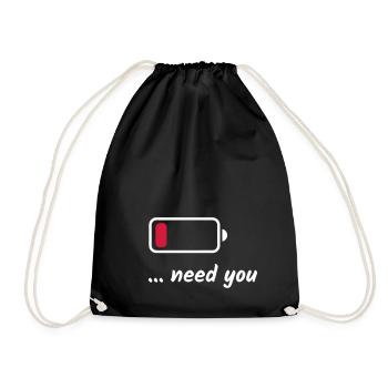 Batterie faible besoin de vous blanc - Sac de sport léger - noir - Devant