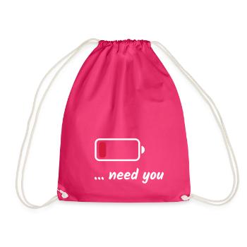 Batterie faible besoin de vous blanc - Sac de sport léger - fuchsia - Devant