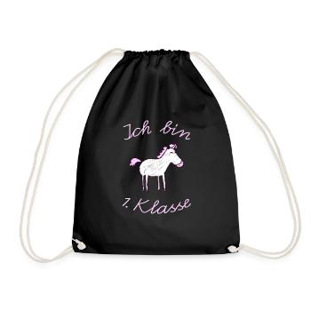 Einschulung_EInhorn_Ich am 1st grade - Drawstring Bag - black - Front