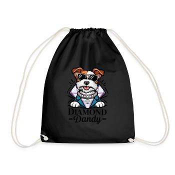 Dandie Dinmont Terrier im Cartoon Design - Turnbeutel - Schwarz - Vorne