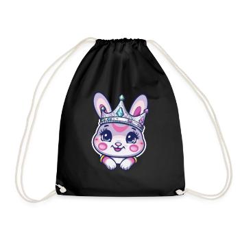 Lapin mignon avec couronne - Sac de sport léger - noir - Devant