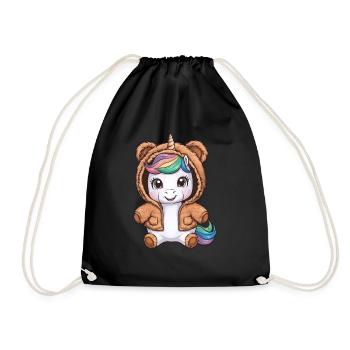 Tenue Licorne Kawaii avec Ours - Sac de sport léger - noir - Devant