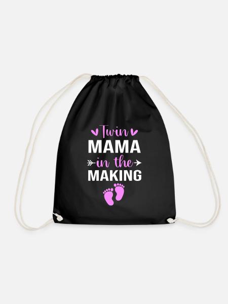 Zwilling Mutter Zwillinge Mama Geschenk - Turnbeutel - Schwarz