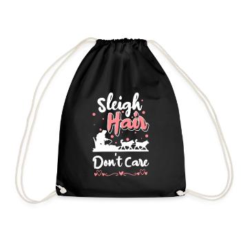 Tobogganing Christmas Winter Sports Wooden Sledge - Drawstring Bag - black - Front