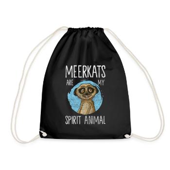Meerkat Animal Fur Safari - Drawstring Bag - black - Front
