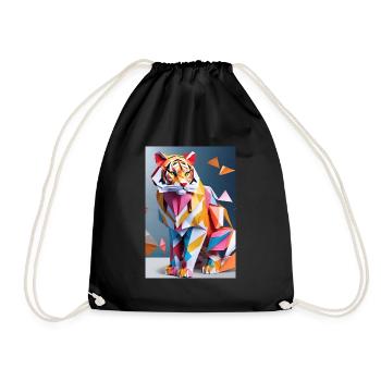 Origami Tiger - Turnbeutel - Schwarz - Vorne