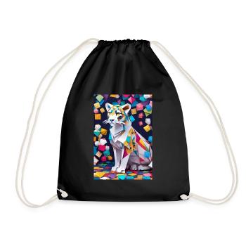 Arctic Elegance: A Snow Leopard's Grace - Drawstring Bag - black - Front