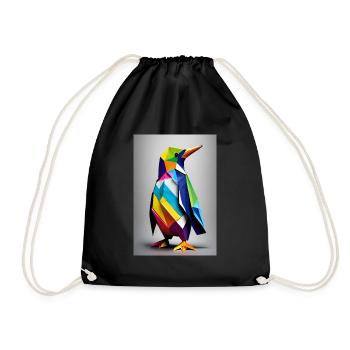 Origami-Pinguin - Turnbeutel - Schwarz - Vorne