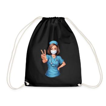 Lustige Krankenschwester mit Humor - Turnbeutel - Schwarz - Vorne