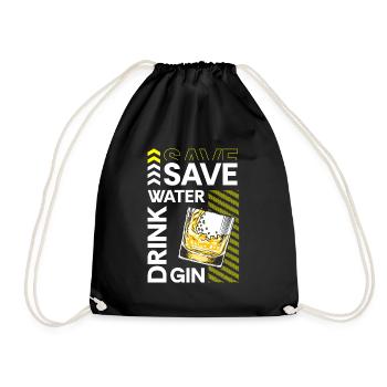 Gin Getränke Drink Longdrink - Turnbeutel - Schwarz - Vorne