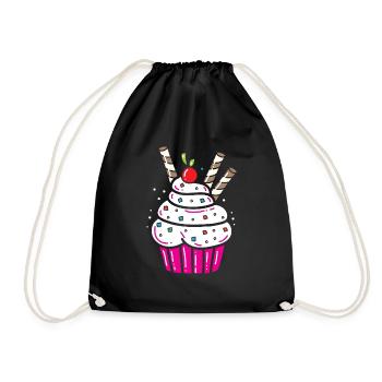 Cupcake glaçage blanc pâtisserie cuisson dent sucrée - Sac de sport léger - noir - Devant