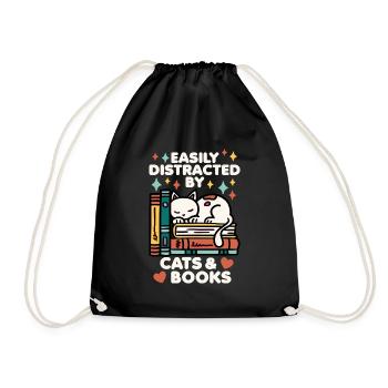 Cats and Books Bookworm Reader's Cat Mama - Drawstring Bag - black - Front