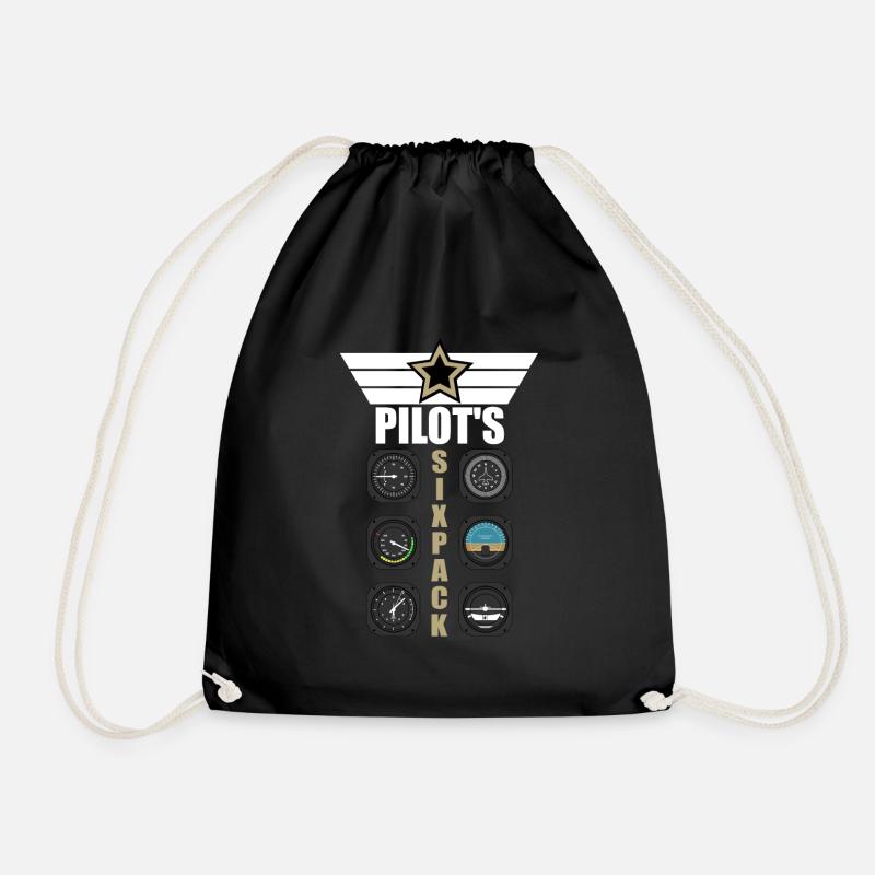 Piloten Geschenk Flugzeug Pilot Sixpack Spruch - Turnbeutel - Schwarz