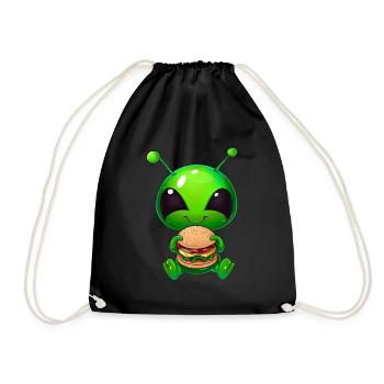 Hungry Alien: Cheeseburger Devourer - Drawstring Bag - black - Front