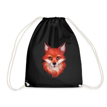 Hand gezeichneter Fuchs Frontal Tier Natur Motiv - Turnbeutel - Schwarz - Vorne