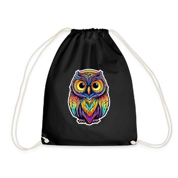 Psychedelic Owl - Turnbeutel - Schwarz - Vorne