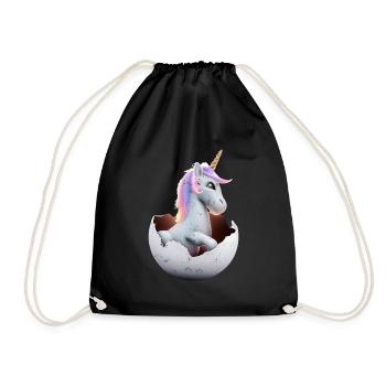 Baby Einhorn schlüpft aus Ei - Turnbeutel - Schwarz - Vorne