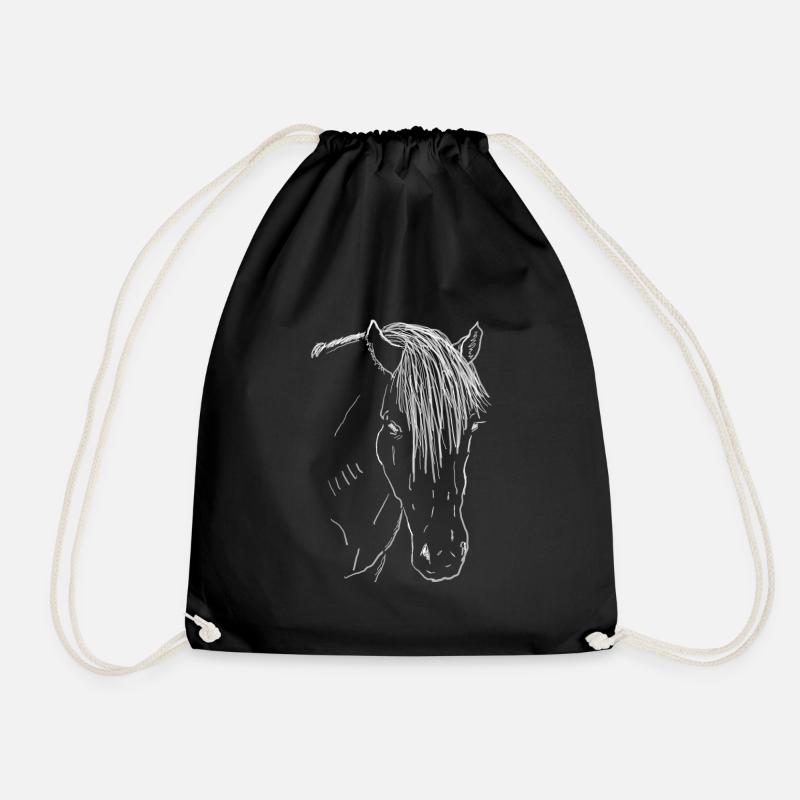 Horse - Drawstring Bag - black