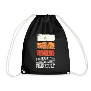 Frankfurt Germany City Skyline Vintage Retro - Drawstring Bag - black - Front