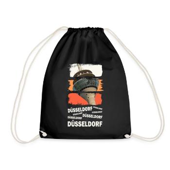 Düsseldorf Deutschland Stadt Skyline Vintage Retro - Turnbeutel - Schwarz - Vorne