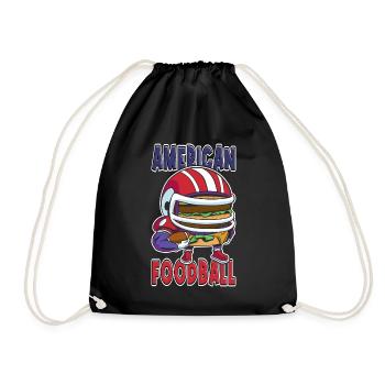 American Football Burger Spieler Cartoon Fan - Turnbeutel - Schwarz - Vorne