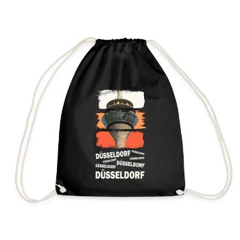 Dusseldorf Germany City Skyline Vintage Retro - Drawstring Bag - black - Front